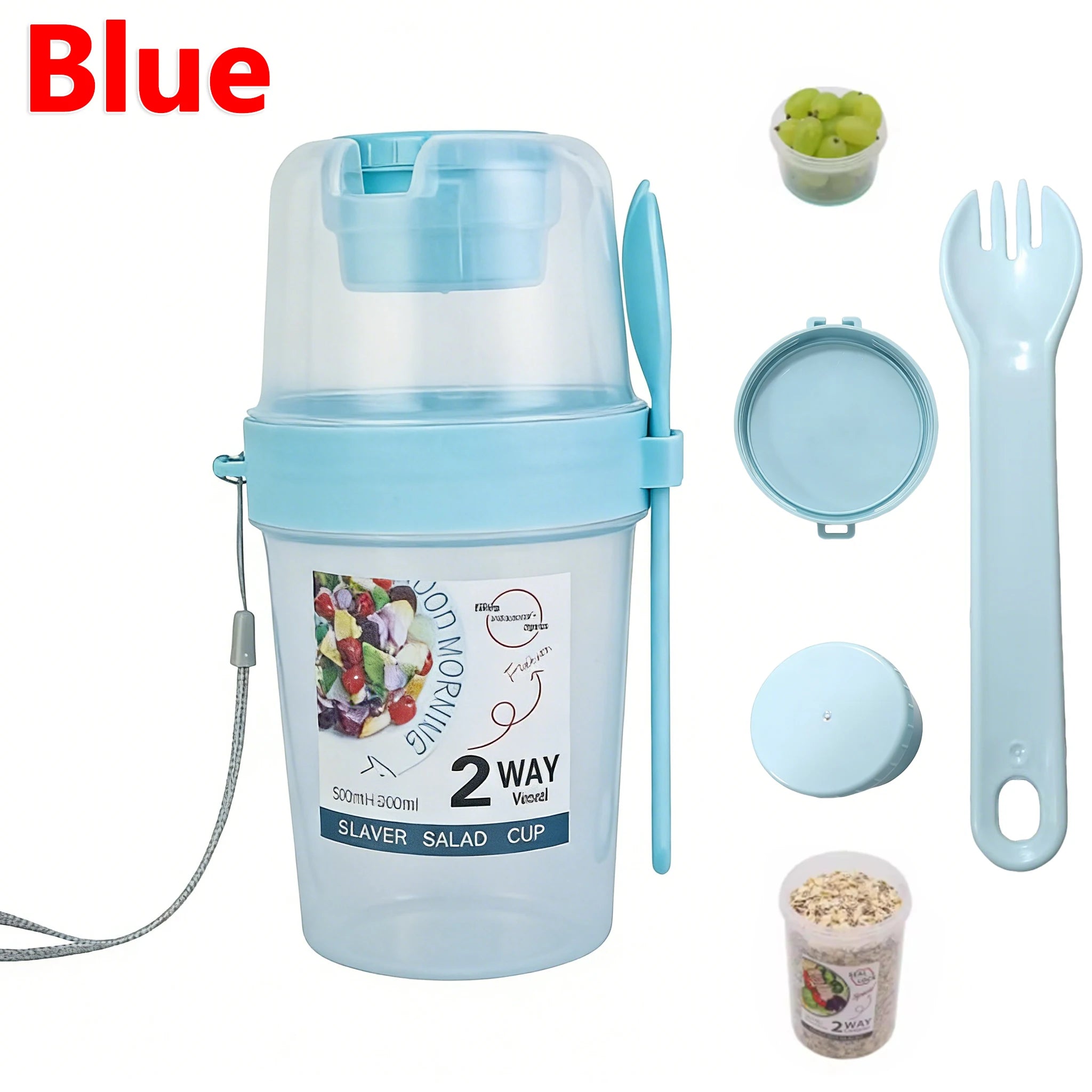 Contenedor "Fresh-Go" para Desayuno y Ensaladas - Con Cuchara y Porta Aderezo