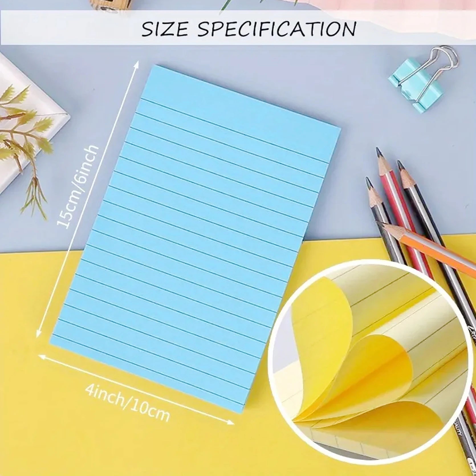 Set de Notas Adhesivas Grandes con Líneas - 8 Colores Neón.