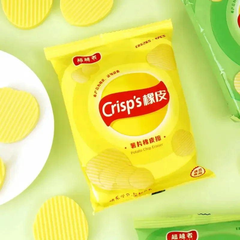 Gomas de Borrar "Papas Fritas" - Set de 4 Piezas con Empaque Realista.