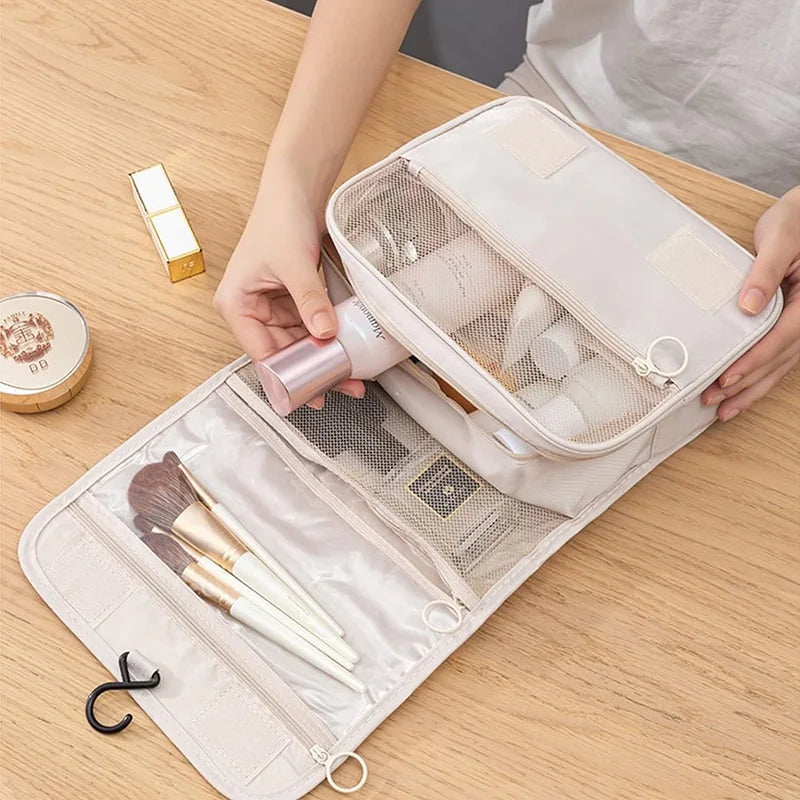 Neceser de Viaje Desplegable - Organizador de Baño con Gancho