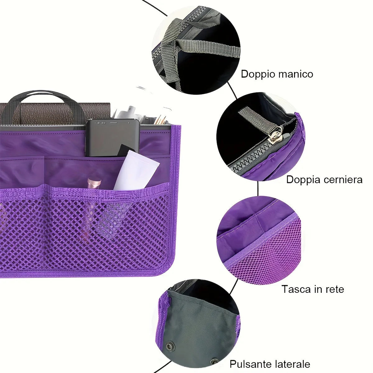 Bolsa Organizadora de Viaje y Cosméticos: Gran Capacidad y Portátil.