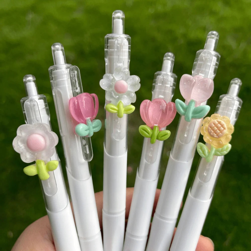 Set de Plumas de Gel Kawaii - Diseños de Flores 3D.