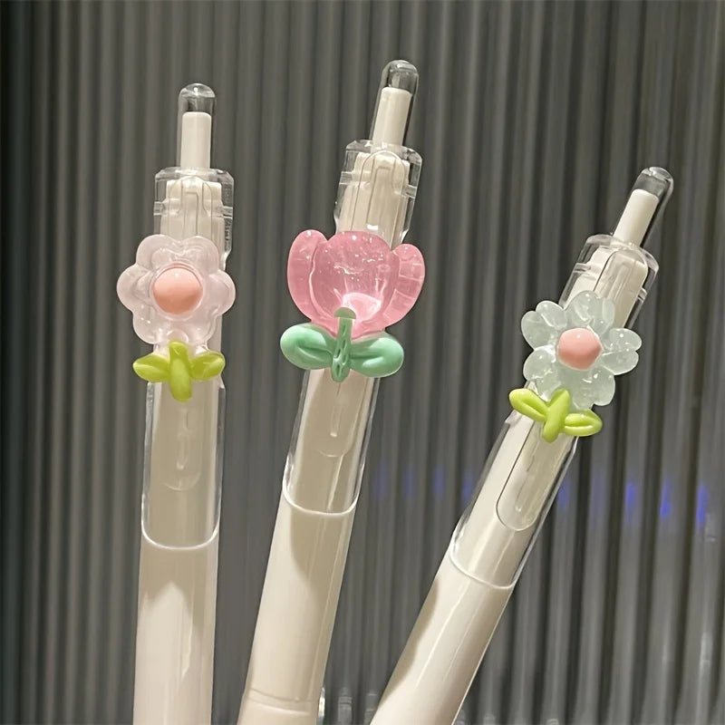 Set de Plumas de Gel Kawaii - Diseños de Flores 3D.