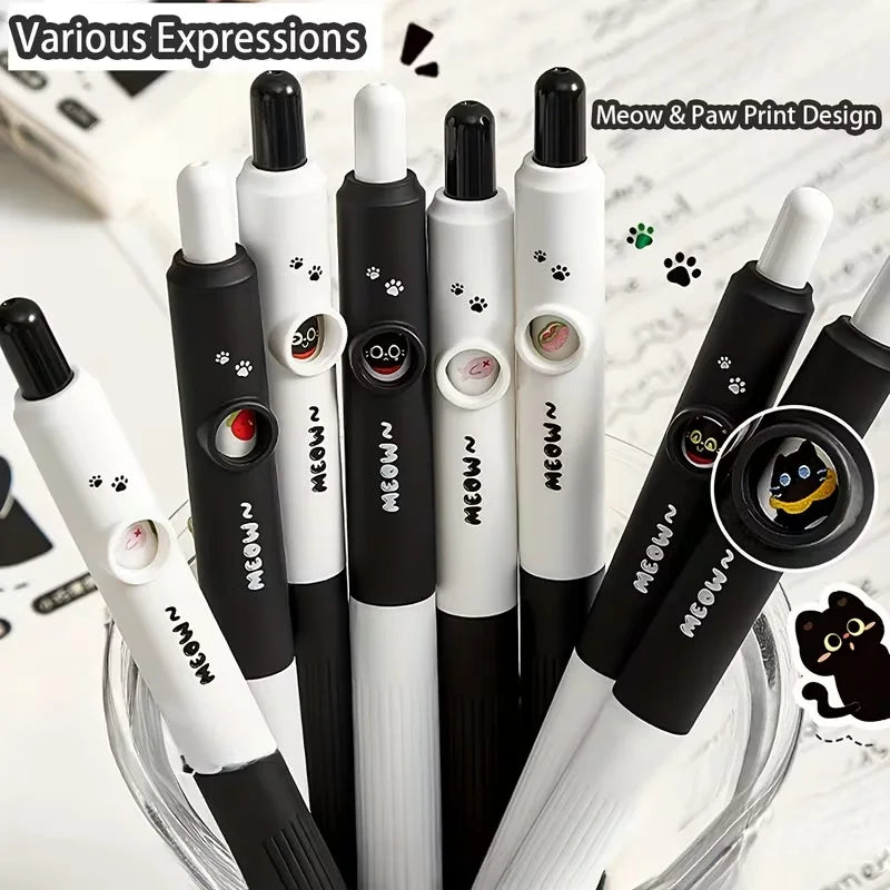 Set de Plumas de Gel Kawaii MeowGlow – 4 Piezas con Diseño de Gato Giratorio