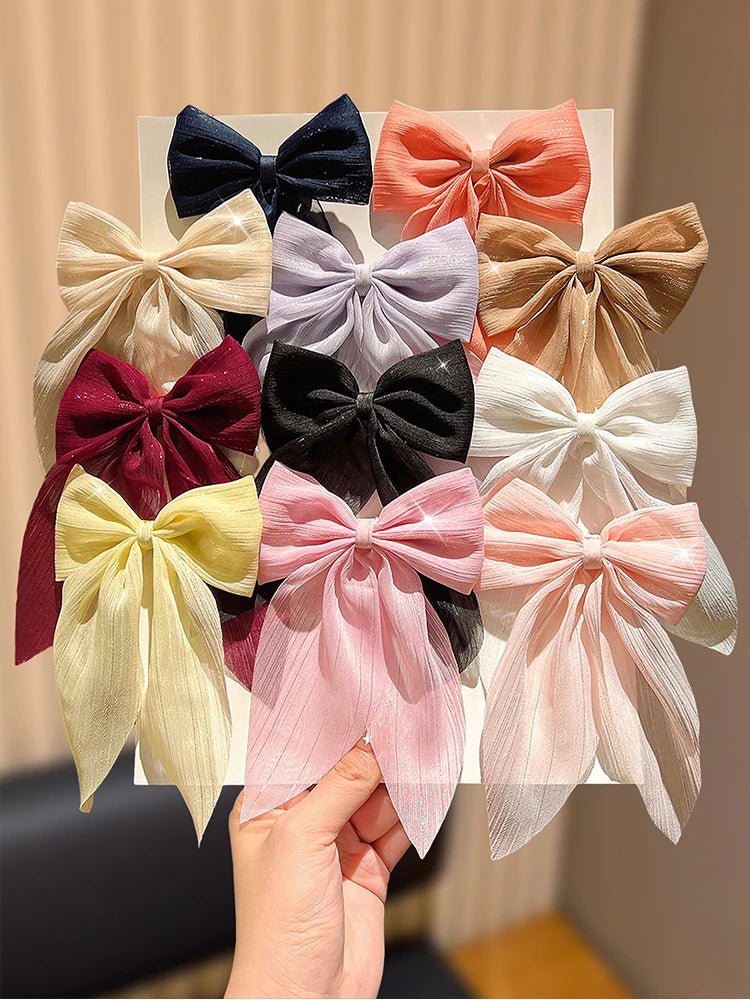 Set de 11 Moños "Arcoíris Elegante" - Pinzas de Listón para Niña