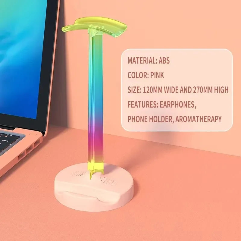 RGB Gaming Headphone Stand, Gaming Headset-Holder with USB Port, Multiple Color Mode, Earphone Hanger for Gamers Desktop