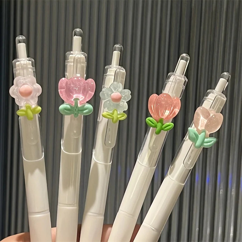Set de Plumas de Gel Kawaii - Diseños de Flores 3D.