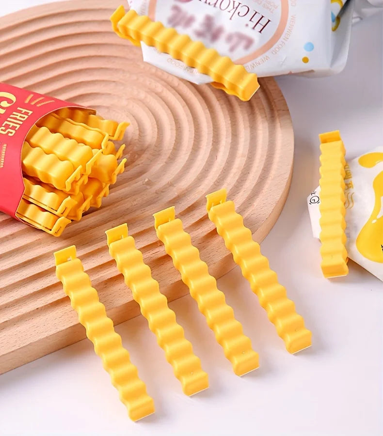 Set de 12 Pinzas para Bolsas "French Fries" - Clips de Sellado con Base Magnética