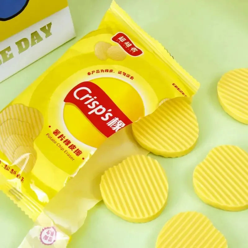 Gomas de Borrar "Papas Fritas" - Set de 4 Piezas con Empaque Realista.