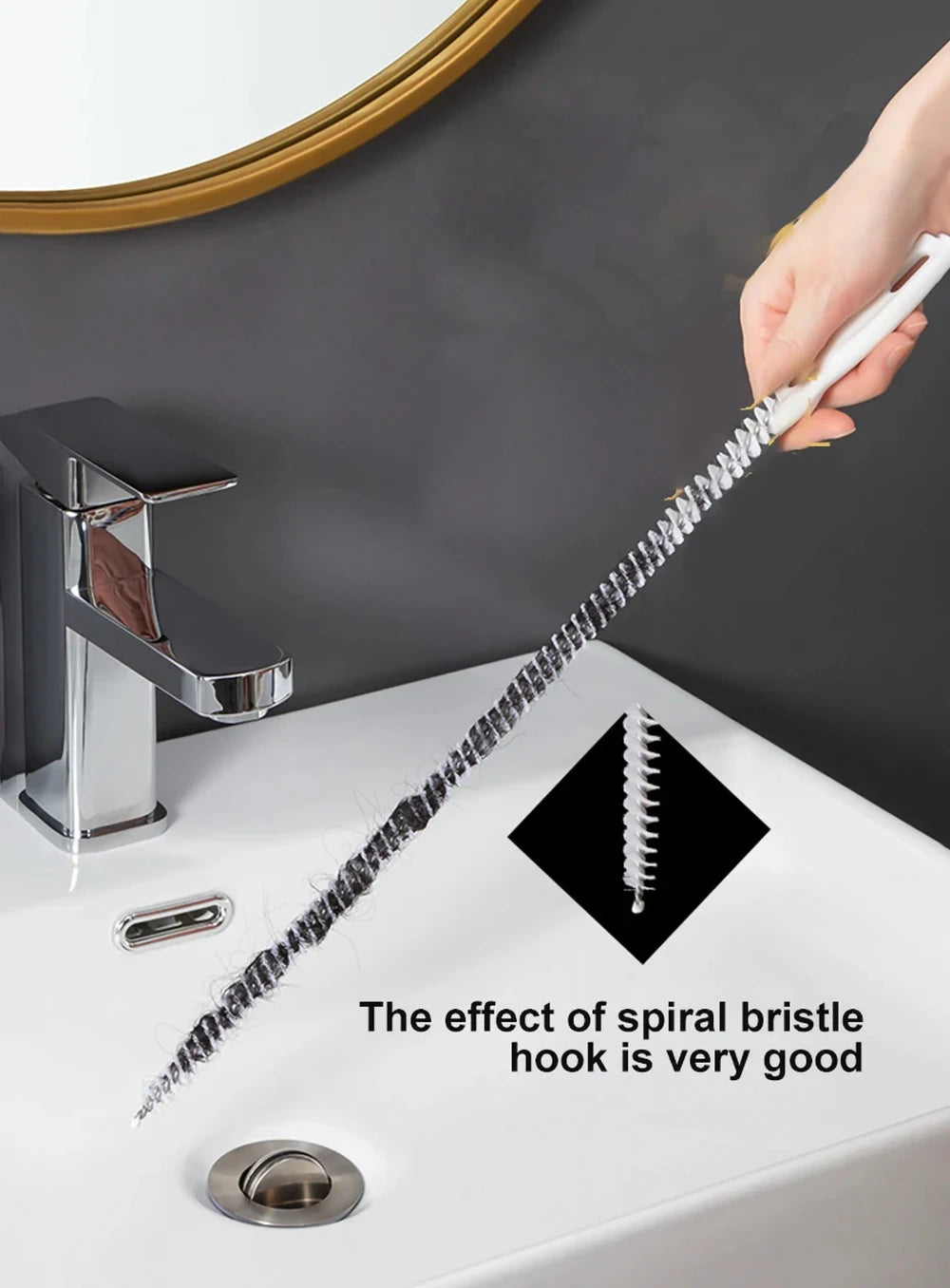 Cepillo Desatascador Flexible: Elimina Pelos y Obstrucciones al Instante.