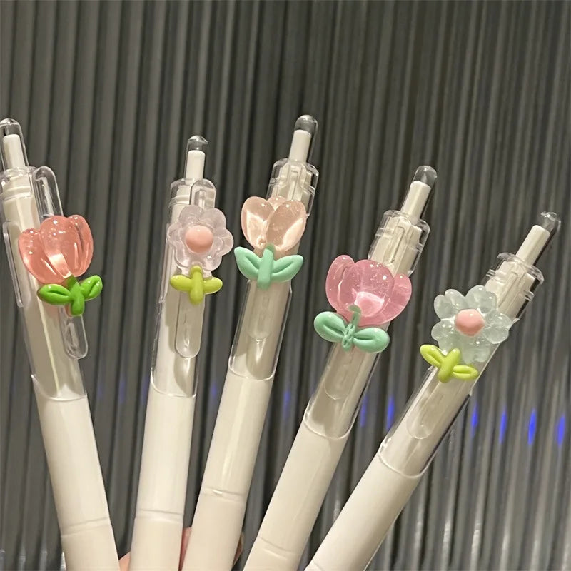 Set de Plumas de Gel Kawaii - Diseños de Flores 3D.