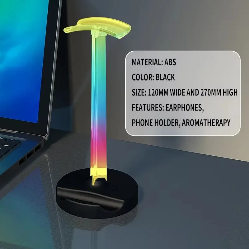 RGB Gaming Headphone Stand, Gaming Headset-Holder with USB Port, Multiple Color Mode, Earphone Hanger for Gamers Desktop