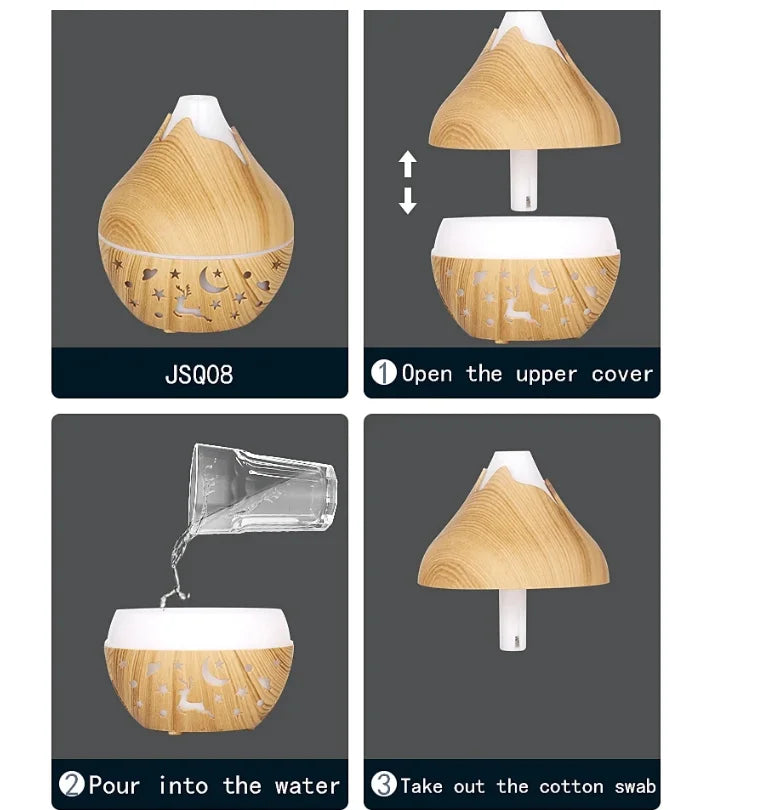 USB Ultrasonic Cool Mist Sprayer Essential Oil Fragrance 200ml Mini Home Wood Grain Air Humidifier Electric Air Aroma Diffuser