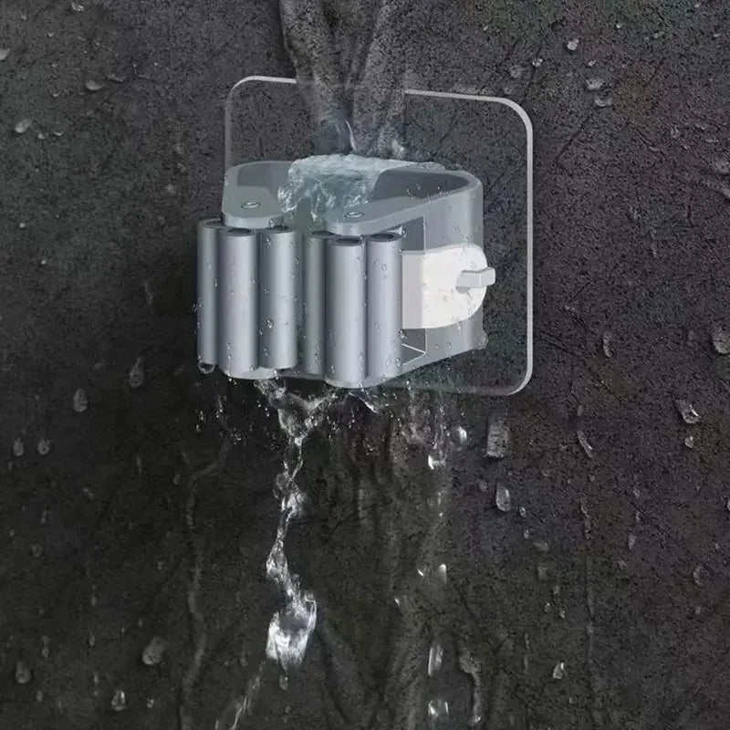 Soporte Organizador de Pared para Escobas - Adhesivo de Alta Resistencia Sin Taladro
