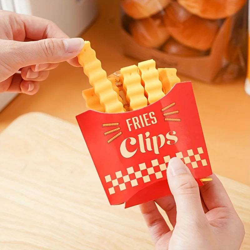 Set de 12 Pinzas para Bolsas "French Fries" - Clips de Sellado con Base Magnética