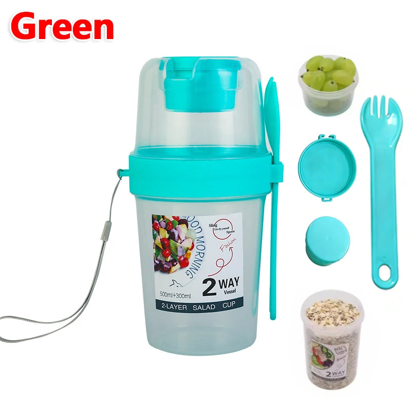 Contenedor "Fresh-Go" para Desayuno y Ensaladas - Con Cuchara y Porta Aderezo