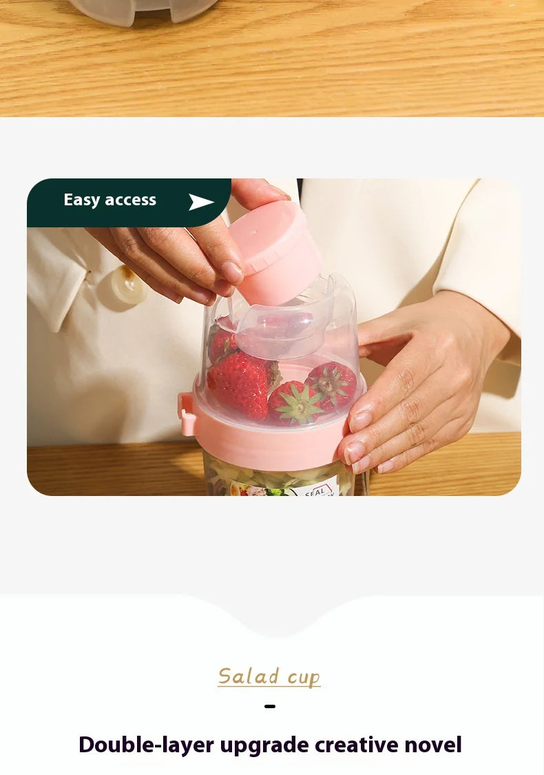 Contenedor "Fresh-Go" para Desayuno y Ensaladas - Con Cuchara y Porta Aderezo